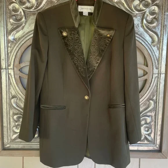 Veste Velours Vert Style équitation Jones New York - Taille 4, Neuve Avec Petits Défauts